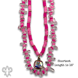 Bead chip necklace with a crystal from Swarovski® - LC