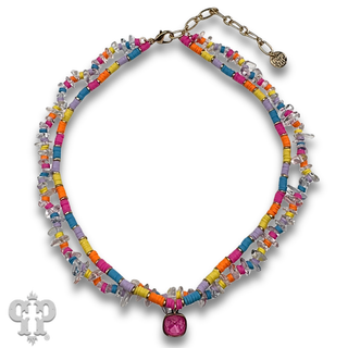 Bead chip necklace with a crystal from Swarovski® - LC