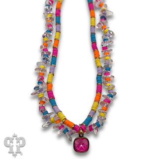 Bead chip necklace with a crystal from Swarovski® - LC
