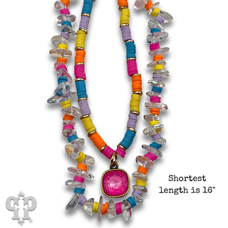 Bead chip necklace with a crystal from Swarovski® - LC