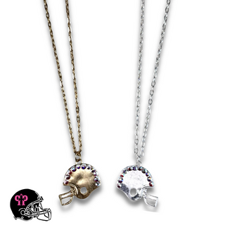 Football helmet necklace with Austrian crystals