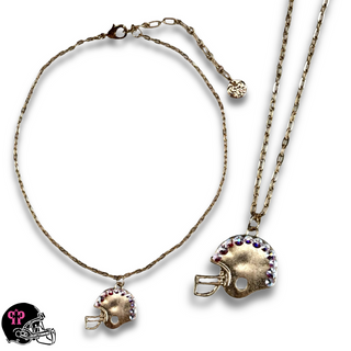 Football helmet necklace with Austrian crystals