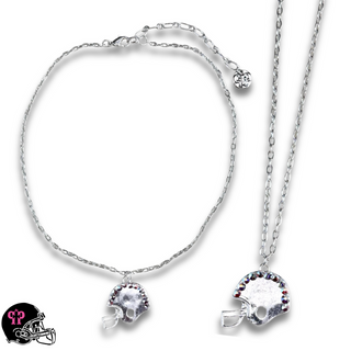 Football helmet necklace with Austrian crystals