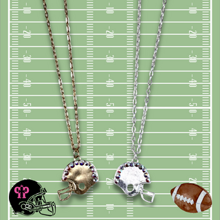 Football helmet necklace with Austrian crystals