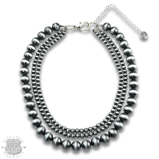 Western pearl burnished bead necklace