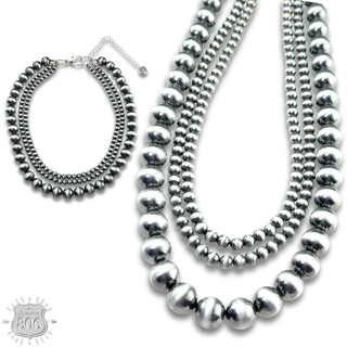 Western pearl burnished bead necklace
