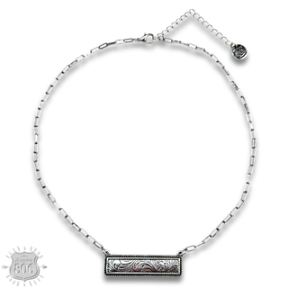 Western tooled look bar necklace