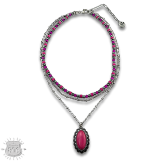 Western pendant triple strand necklace