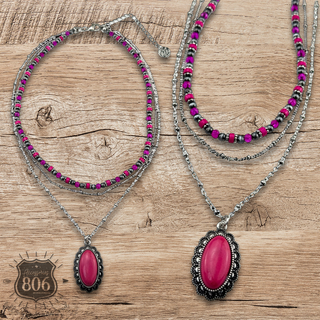 Western pendant triple strand necklace