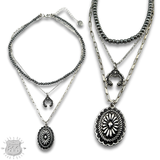 Western triple strand necklace with charms
