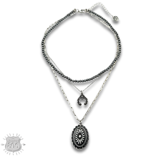 Western triple strand necklace with charms