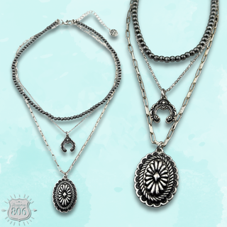 Western triple strand necklace with charms