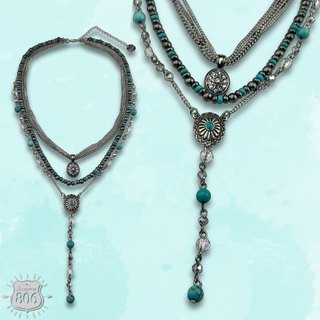 Triple strand necklace with western charms