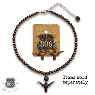 Western copper longhorn earring