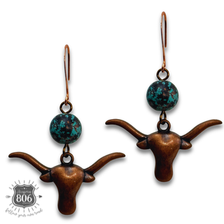 Western copper longhorn earring