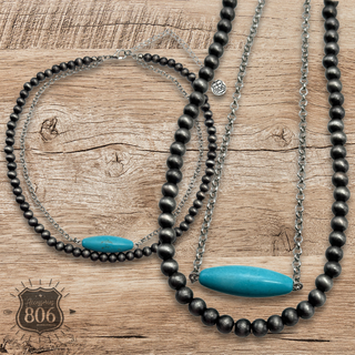 Western turquoise tube bead necklace