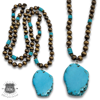 Turquoise pendant western necklace