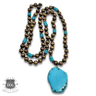 Turquoise pendant western necklace