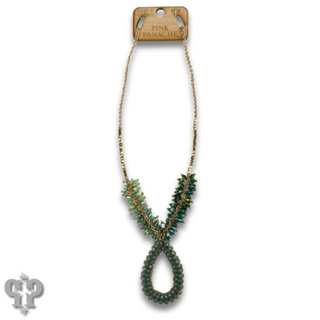 Ombre cluster bead necklace with teardrop pendant