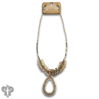 Ombre cluster bead necklace with teardrop pendant