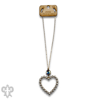 Pearl open heart chain necklace with Austrian crystal