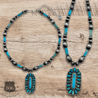 Western turquoise and silver pendant necklace