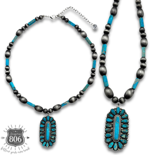 Western turquoise and silver pendant necklace