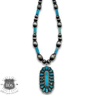 Western turquoise and silver pendant necklace