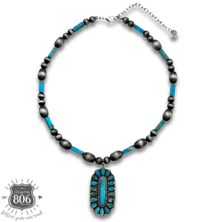 Western turquoise and silver pendant necklace