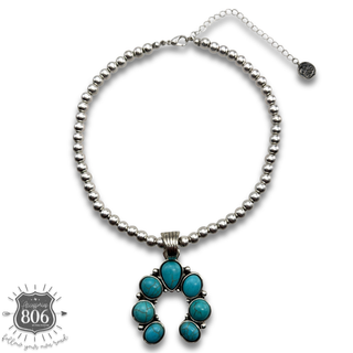 Squash blossom pendant choker necklace
