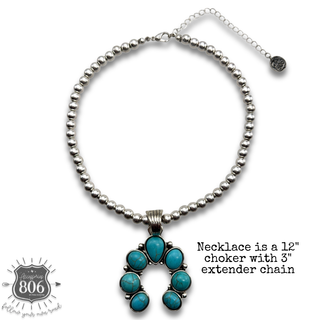 Squash blossom pendant choker necklace