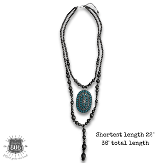 Double strand navajo pearl pendant necklace