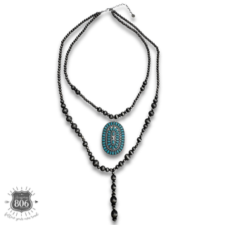 Double strand navajo pearl pendant necklace