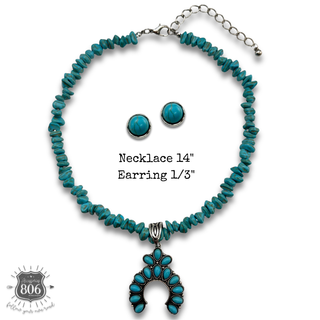 Turquoise chip western necklace