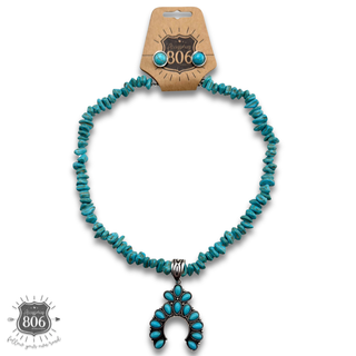Turquoise chip western necklace