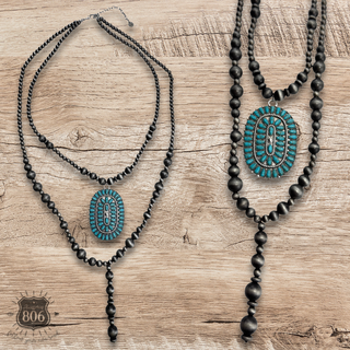 Double strand navajo pearl pendant necklace