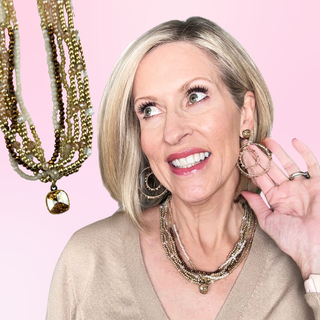 Oval gold flecked bead earring with Austrian crystal