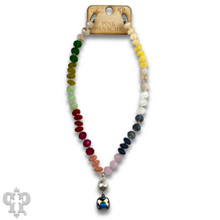 Stone and faceted bead necklace with Austrian crystal - LC