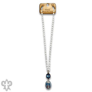 Ceramic flower charm necklace with Austrian crystal