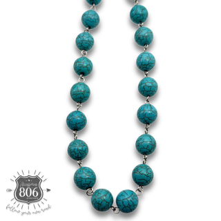 Turquoise linked bead necklace