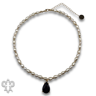 Freshwater pearl and teardrop pendant necklace - LC