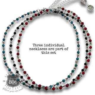 Linked bead three necklace set