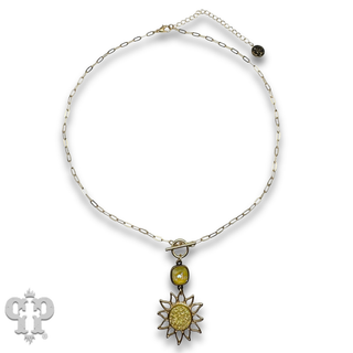 Sparkling druzy style sun pendant necklace a crystal from Swarovski®- LC