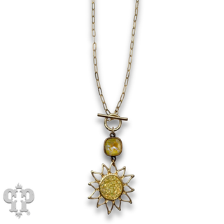 Sparkling druzy style sun pendant necklace a crystal from Swarovski®- LC