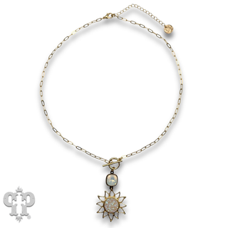 Sparkling druzy style sun pendant necklace a crystal from Swarovski®- LC