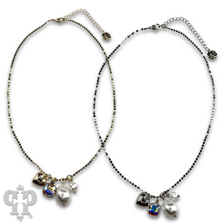 Pearl charm necklace with Austrian crystal