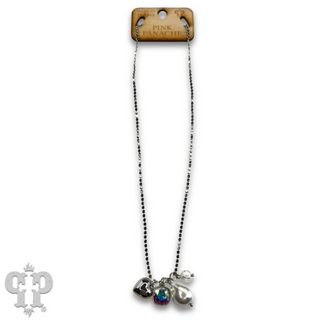 Pearl charm necklace with Austrian crystal