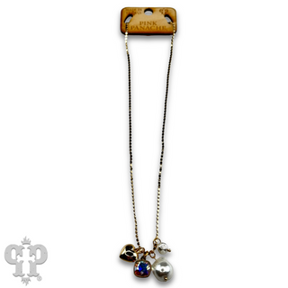 Pearl charm necklace with Austrian crystal