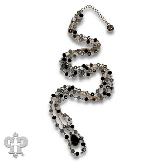 Faceted linked bead double strand necklace with Austrian crystal