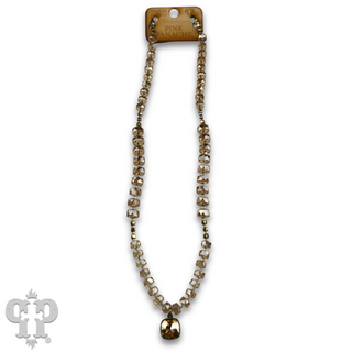 Faceted heishi bead necklace with Austrian crystal pendant